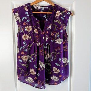 Collective Concepts Purple Floral Cap Sleeve Top